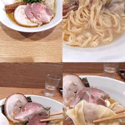 『特製中華そば 白(￥1400)』を平打ち麺で...