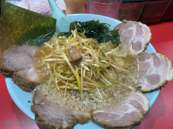 「ネギチヤーシューメン(1300円)」@ラーメンショップ〇化 草加店の写真