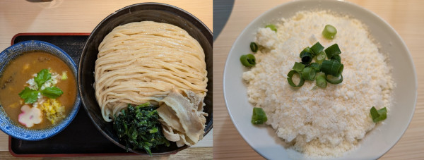 「【限定】柚子味噌つけ麺(横綱)1550円おじっと飯250円」@らー麺土俵 鶴嶺峰の写真