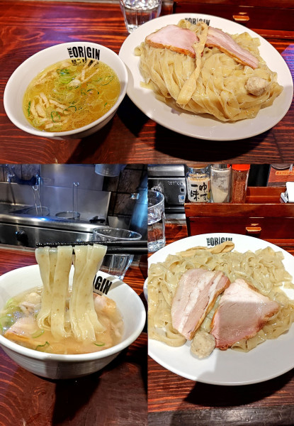 「『つけ麺 塩+大盛(￥1200+150)』を平打ち麺で...」@らあめん元の写真