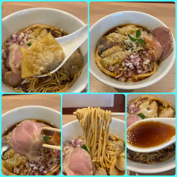 「手作りワンタン黒しょうゆらーめん¥1150」@らぁ麺 葉やまの写真