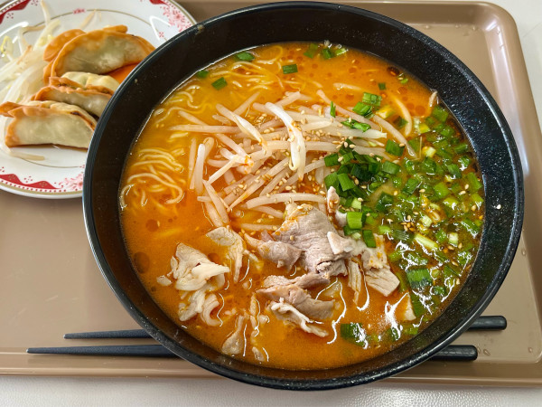 「みそ担々麺+浜松餃子」@カレー・ラーメン食堂 浜松オートレース場店の写真