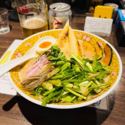 酒粕味噌と芹のきりたんぽらー麺