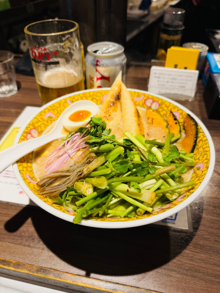 「酒粕味噌と芹のきりたんぽらー麺」@塩生姜らー麺専門店MANNISHの写真
