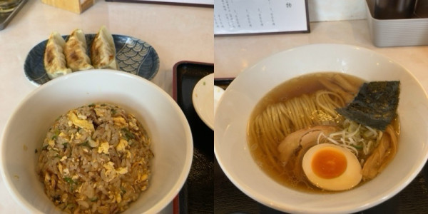 「半チャーハンせっと＋餃子３個　1250円」@やまむろラーメンの写真