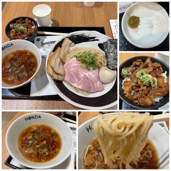 「特製昆布水つけ麺1400円炙りチャーシュー丼300円」@本田麺業 エミテラス所沢店の写真