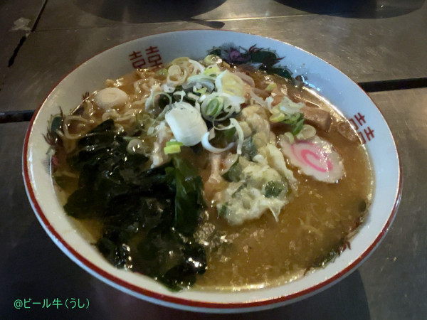 「味噌ラーメン(500円)、てんぶら(50円)」@屋台ラーメン北国の写真