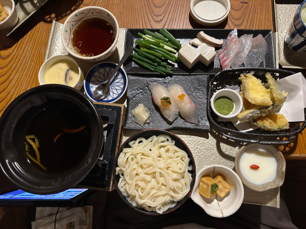 「鯛しゃぶ御膳小うどんセット（鯛しゃぶ＋鯛寿司）2,079円」@いっちょう 伊勢崎店の写真