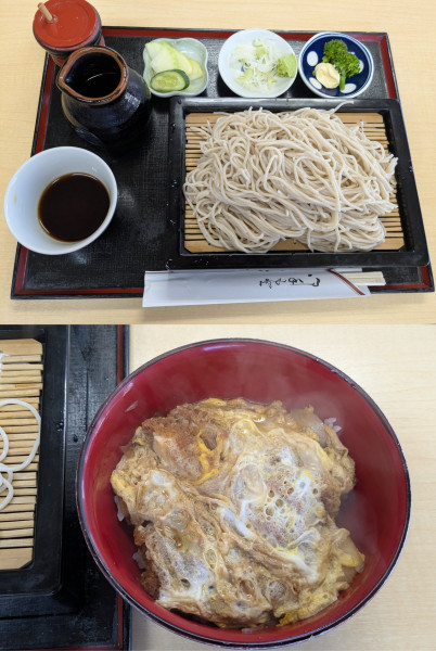 「もりそばセット（ミニかつ丼付き）950円」@楓庵の写真