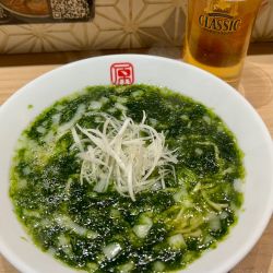 生海苔朝ラーメン(塩)+生ビール