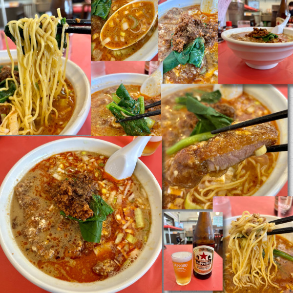 「排骨担々麺1100円＋ビール」@緑町 生駒の写真