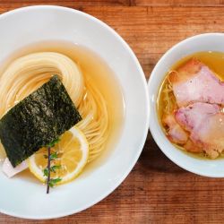 昆布水つけ麺 塩＋味玉＋赤星中瓶