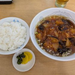 茄子らーめん+ライス